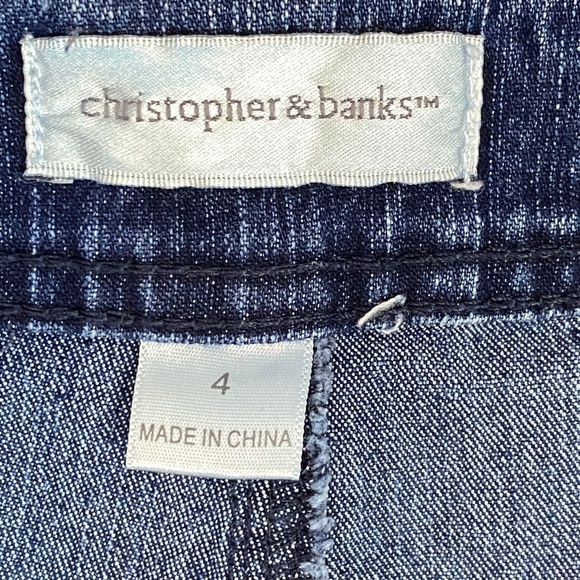 Christopher & Banks Jeans Mid Rise Baby Boot Blue Striated Denim Sz 4 - Picture 7 of 9